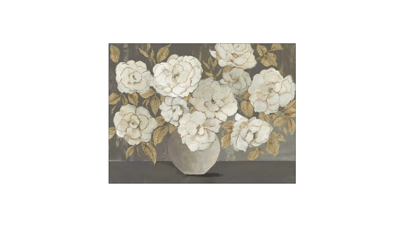 La Grolla White Golden Bouqet Unframed Canvas Wall Art