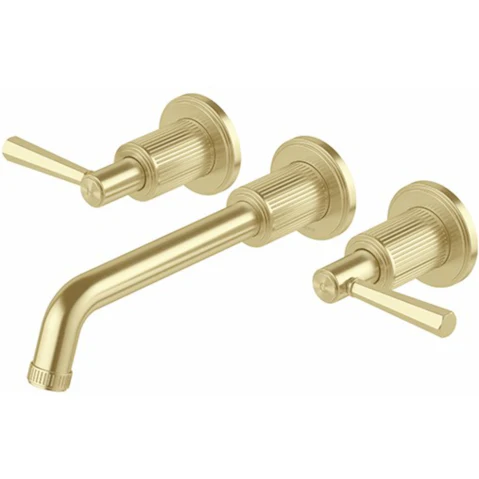 Phoenix Wiltern 190mm Wall Basin/Bath Tap Set - Brushed Gold