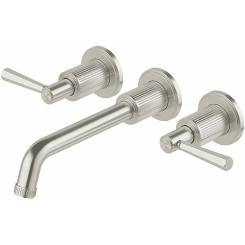 Phoenix Wiltern 190mm Wall Basin/Bath Tap Set - Brushed Nickel