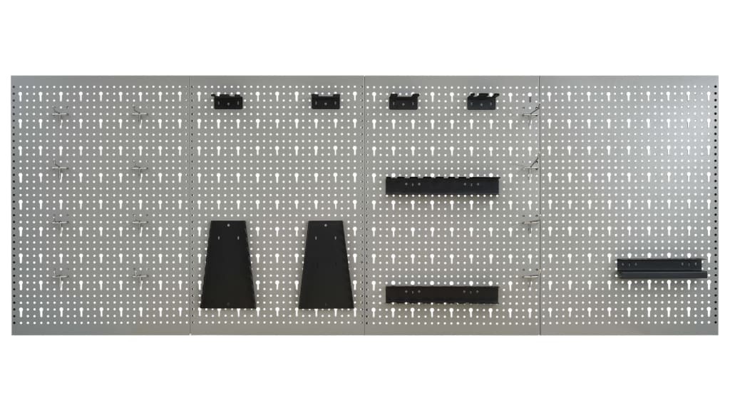 vidaXL 40 x 58cm Steel Wall-Mounted Peg Board - 4-Piece