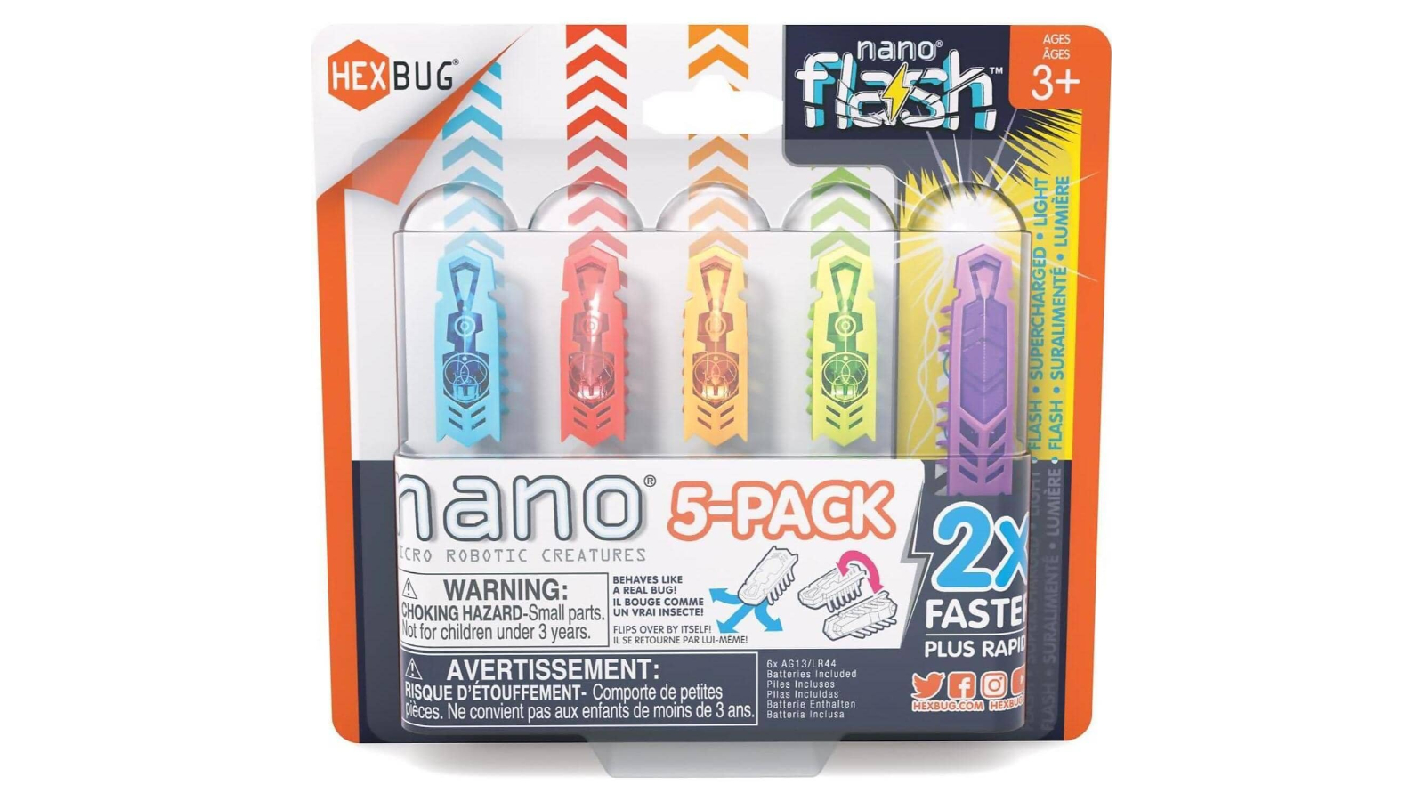 Hexbug Pack of 5 Flash Nano Micro Robotic Creature Toy - Multi