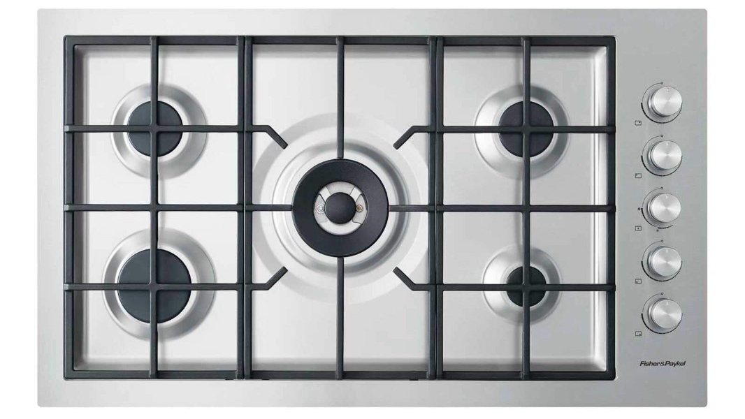 Fisher & Paykel 90cm Series 9 5 Burner Gas Cooktop Flush Fit Natural Gas - Stainless Steel