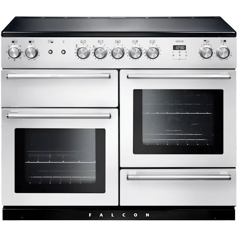 Falcon Nexus 1100mm Chrome Fitting Freestanding Induction Cooker - White