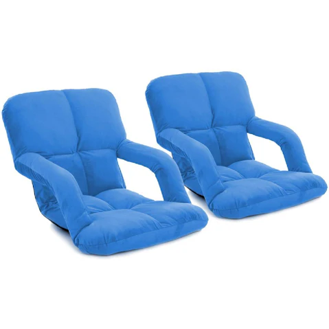 Soga 2x Floor Recliner Lazy Chair with Armrest - Blue