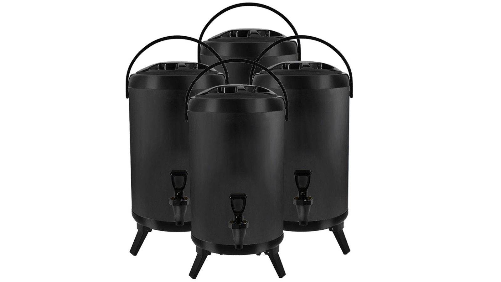 SOGA 4x 14L Stainless Steel Insulated Milk Tea Barrel Hot and Cold Beverage Dispenser Container - Black