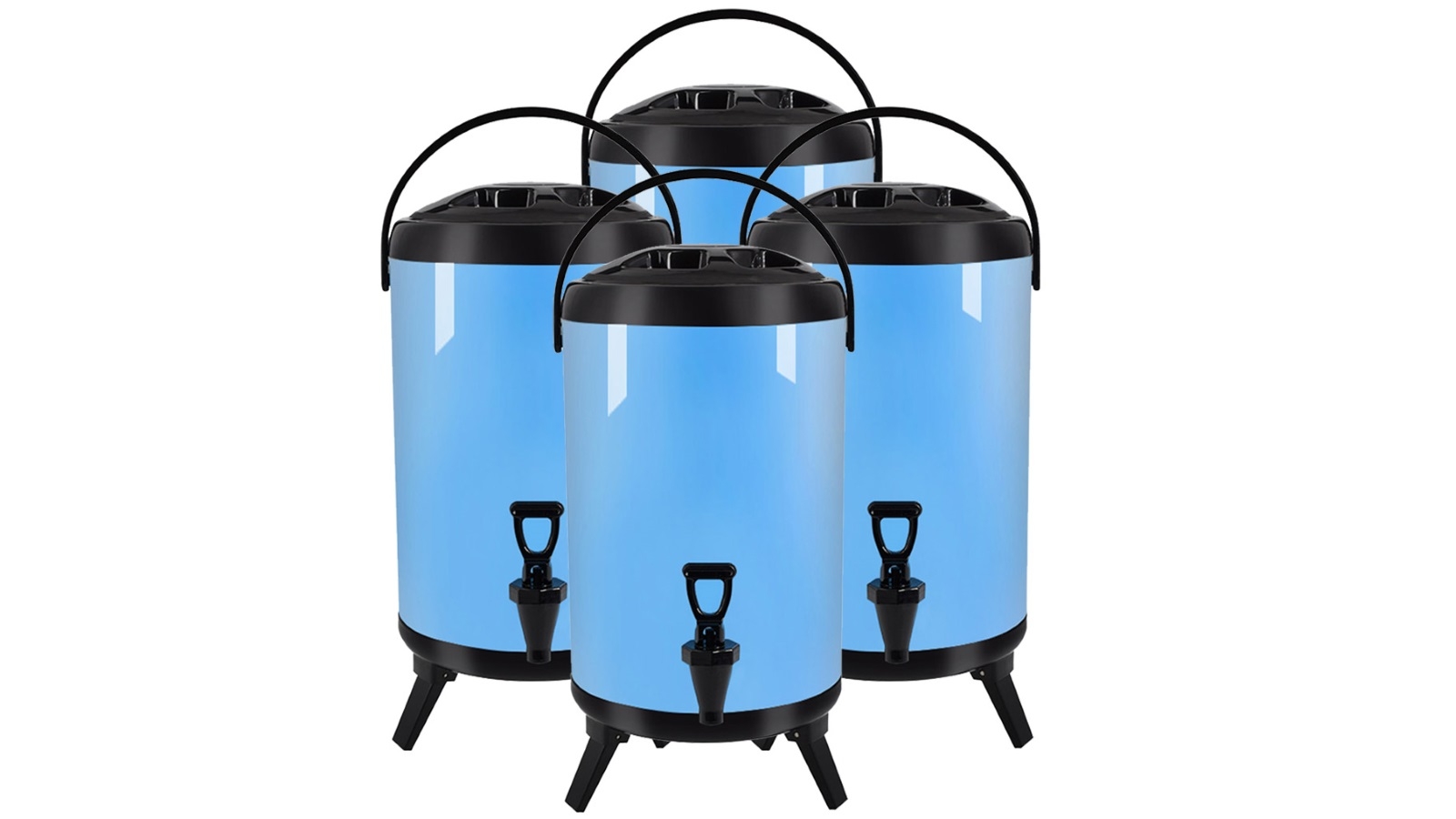 SOGA 4x 14L Stainless Steel Insulated Milk Tea Barrel Hot and Cold Beverage Dispenser Container - Blue