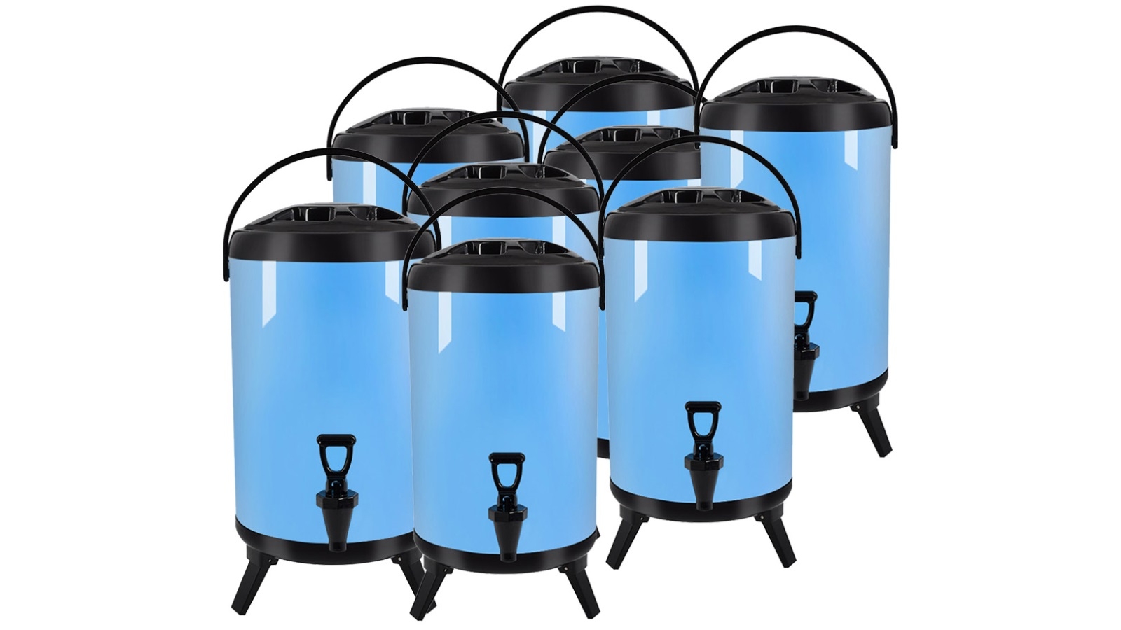 SOGA 8x 14L Stainless Steel Insulated Milk Tea Barrel Hot and Cold Beverage Dispenser Container - Blue