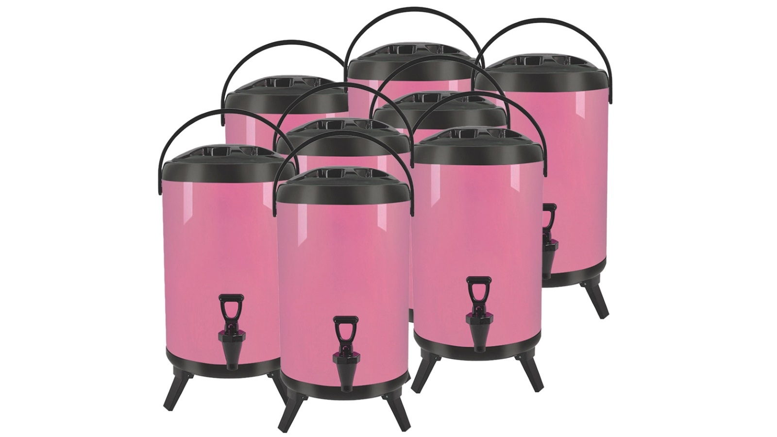 SOGA 8x 14L Stainless Steel Insulated Milk Tea Barrel Hot and Cold Beverage Dispenser Container - Pink
