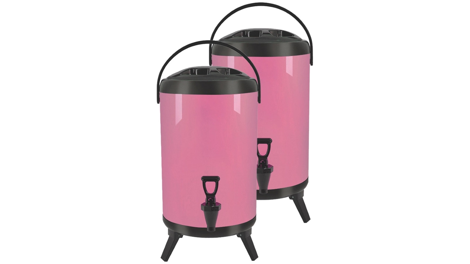 SOGA 2x 14L Stainless Steel Insulated Milk Tea Barrel Hot and Cold Beverage Dispenser Container - Pink