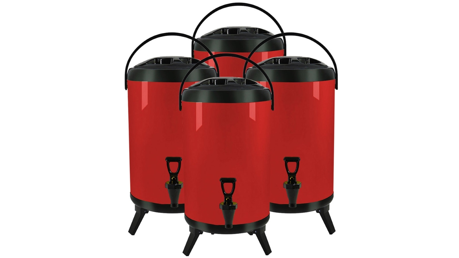SOGA 4x 14L Stainless Steel Insulated Milk Tea Barrel Hot and Cold Beverage Dispenser Container - Red