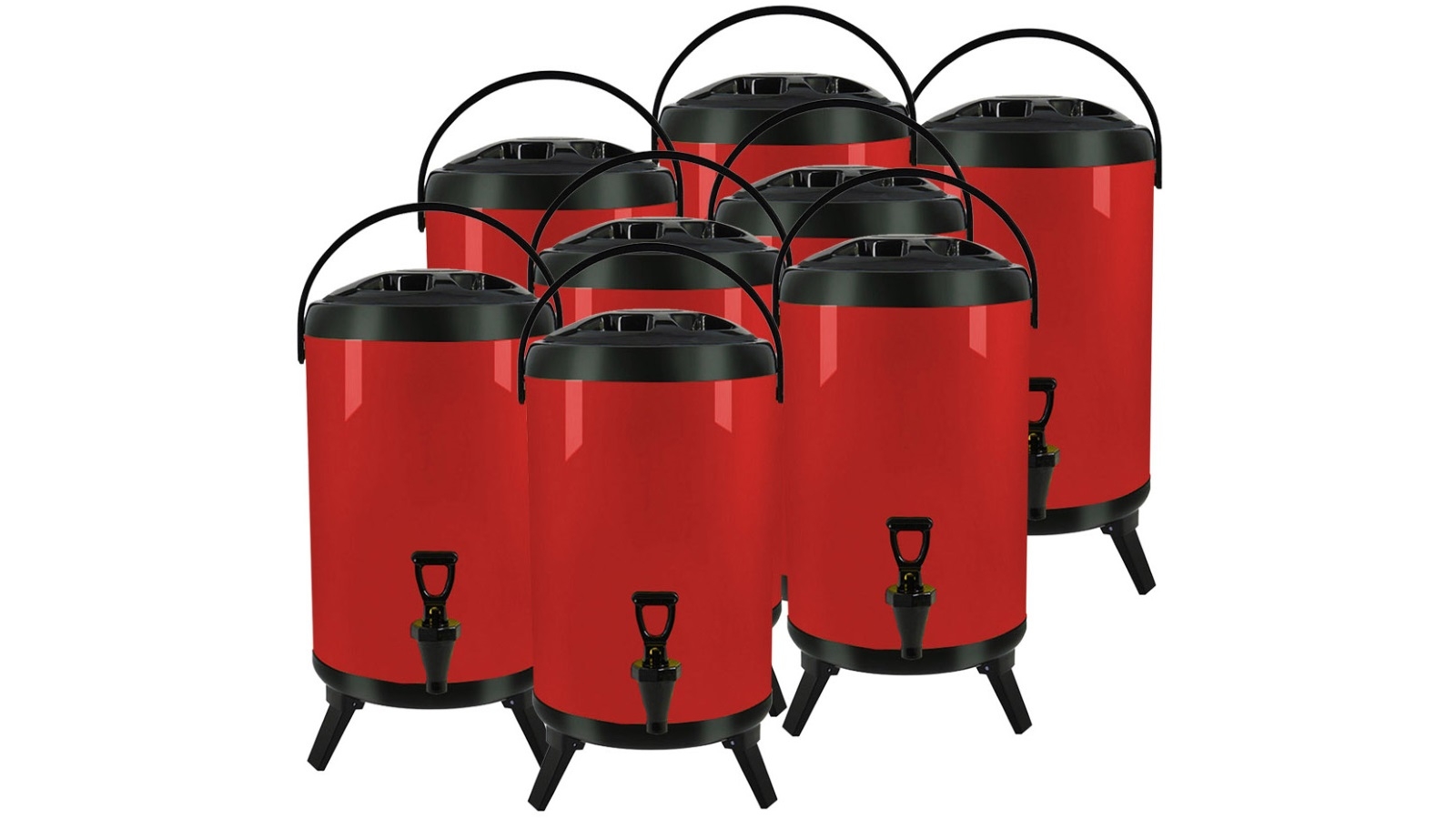 SOGA 8x 14L Stainless Steel Insulated Milk Tea Barrel Hot and Cold Beverage Dispenser Container - Red