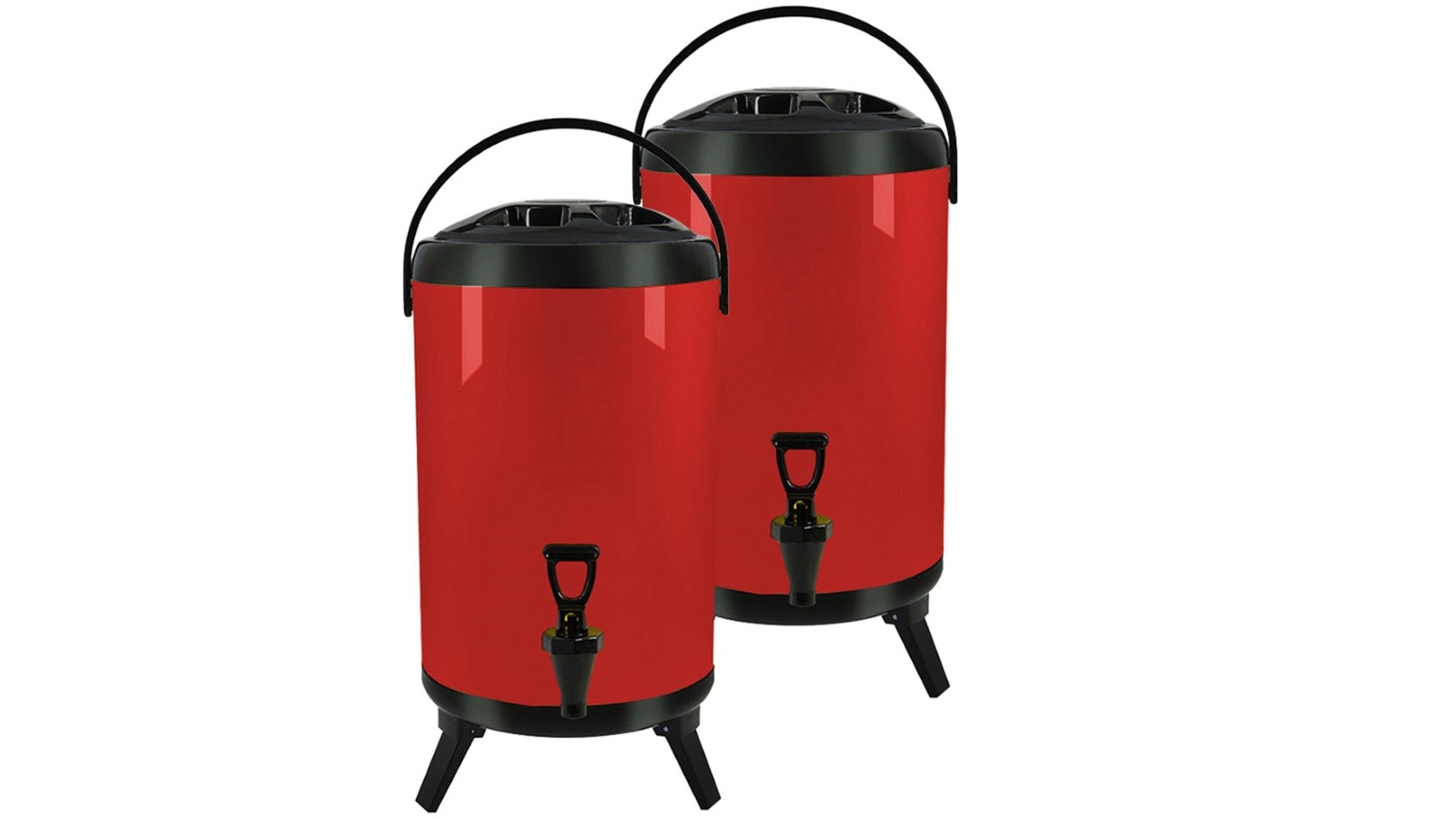 SOGA 2x 14L Stainless Steel Insulated Milk Tea Barrel Hot and Cold Beverage Dispenser Container - Red
