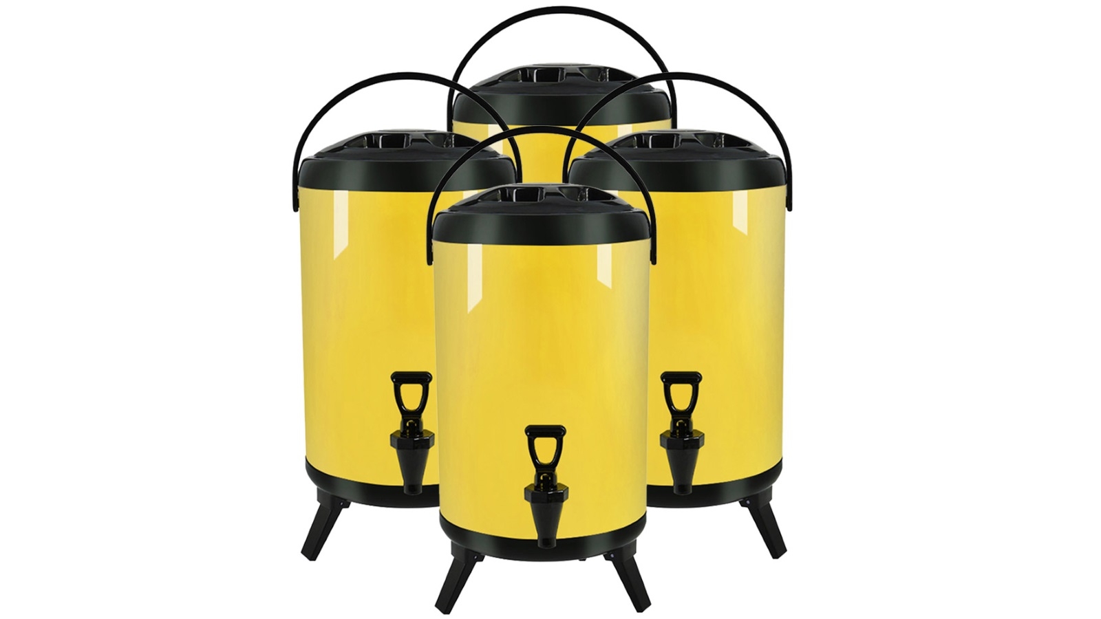 SOGA 4x 14L Stainless Steel Insulated Milk Tea Barrel Hot and Cold Beverage Dispenser Container - Yellow