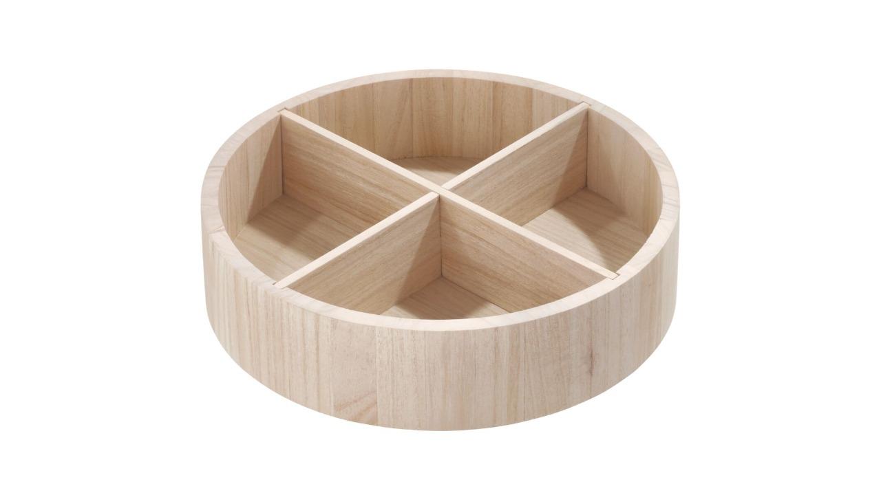 iDesign Kitchen Turntable with Removable Divider - Natural