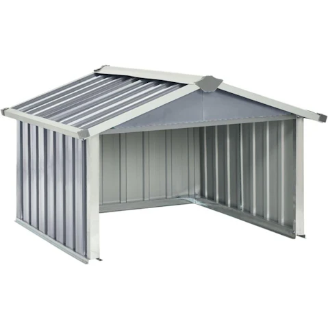 vidaXL 92 x 97 x 63cm Galvanised Steel Garden Robot Lawn Mower Shed - Grey