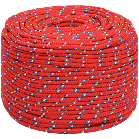 vidaXL Red Polypropylene Boat Rope - 0.6 x 50metre