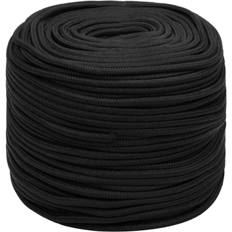 vidaXL Full Black Polypropylene Boat Rope - 1 x 100metre