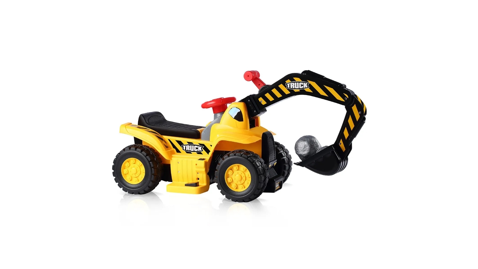 Kids Electric Ride on Excavator Digger with Toy Stones and  Safety Helmet