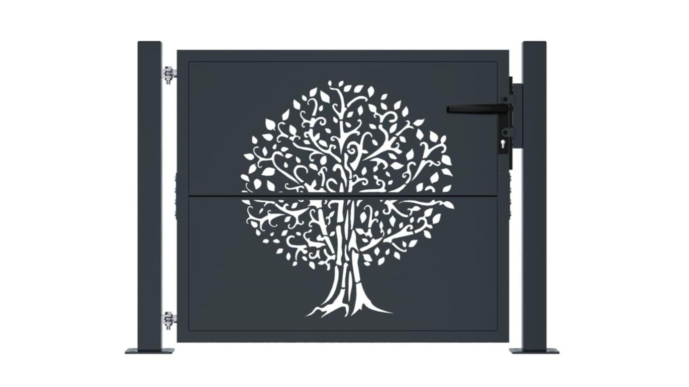 vidaXL Anthracite Steel Tree Design 105 x 80cm Garden Gate