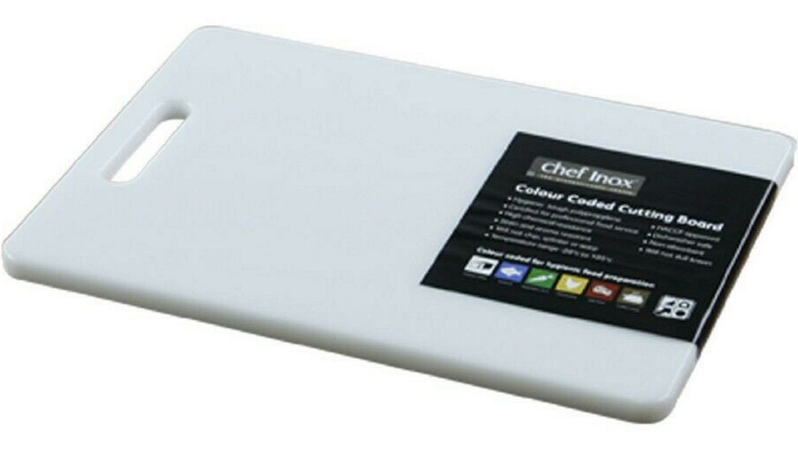 Chef Inox 30 x 45 x 1.3cm Handy Colour Coded Cutting Board With Handle - White