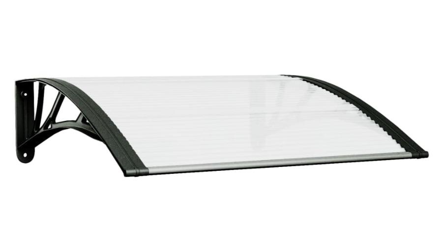 vidaXL Black/Transparent Polycarbonate Door Canopy - 80 x 75cm