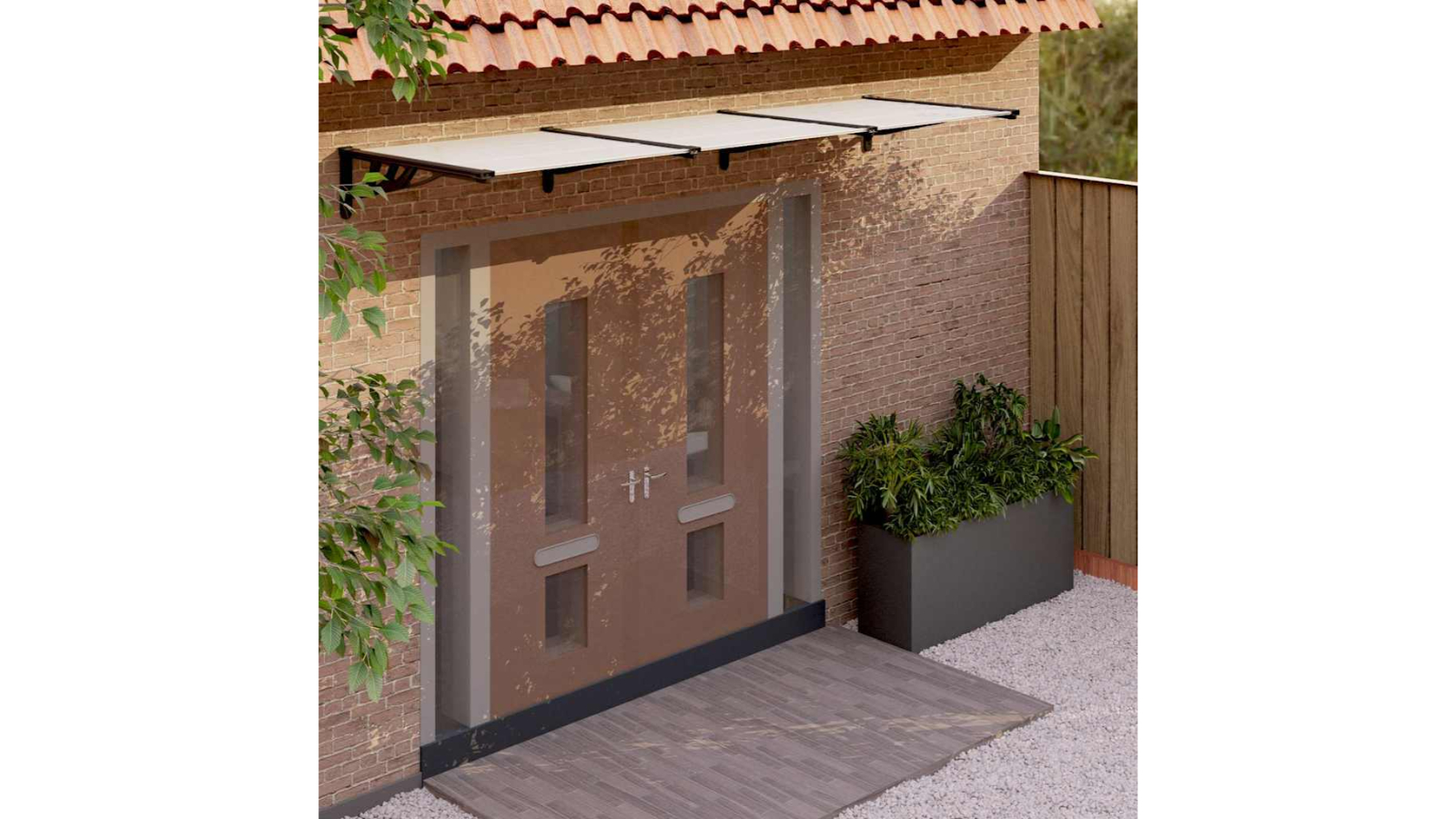 vidaXL Polycarbonate Black/Transparent Door Canopy - 358.5x90cm