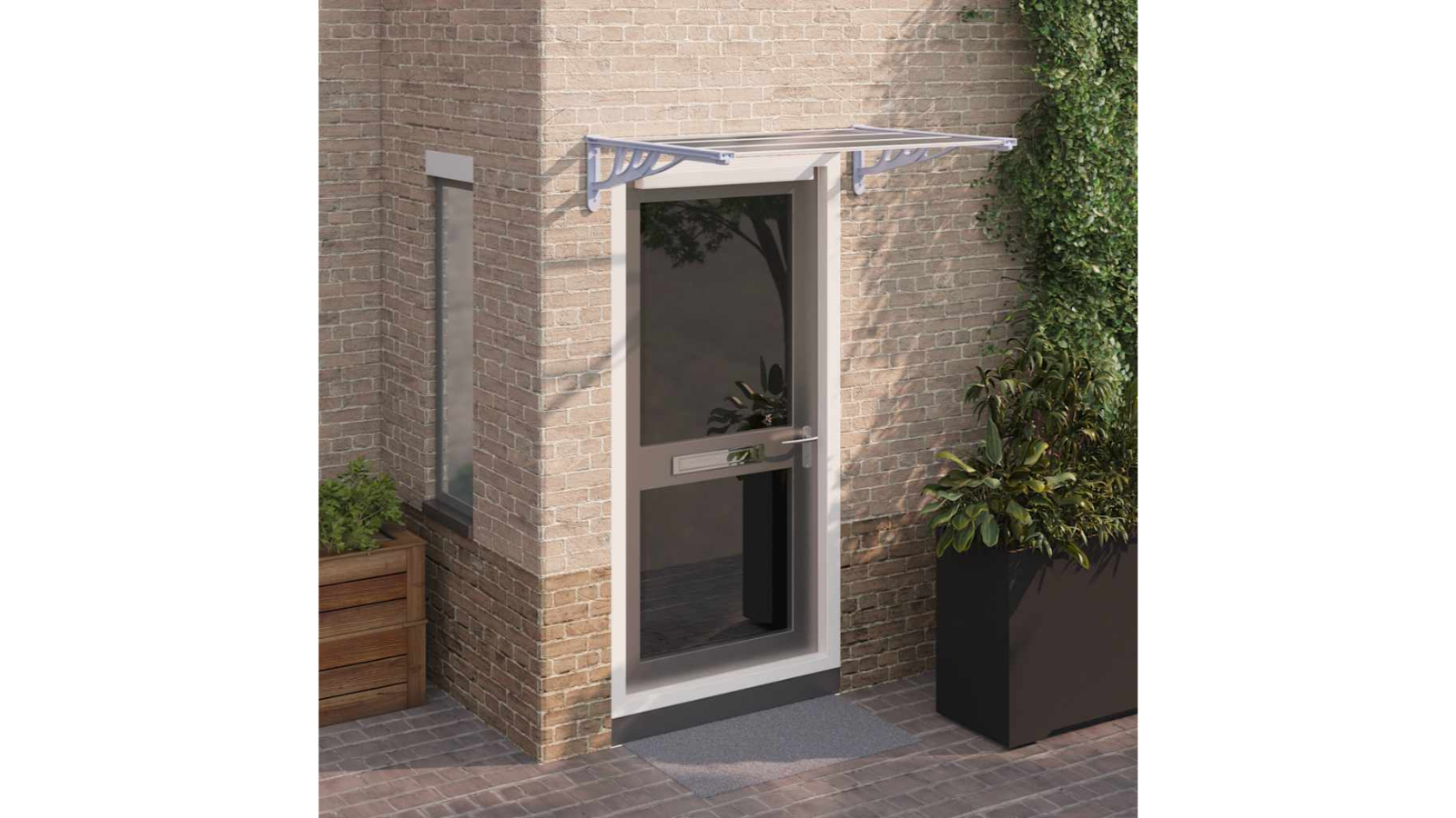 vidaXL Polycarbonate 122 x 90cm Door Canopy - Grey/Clear