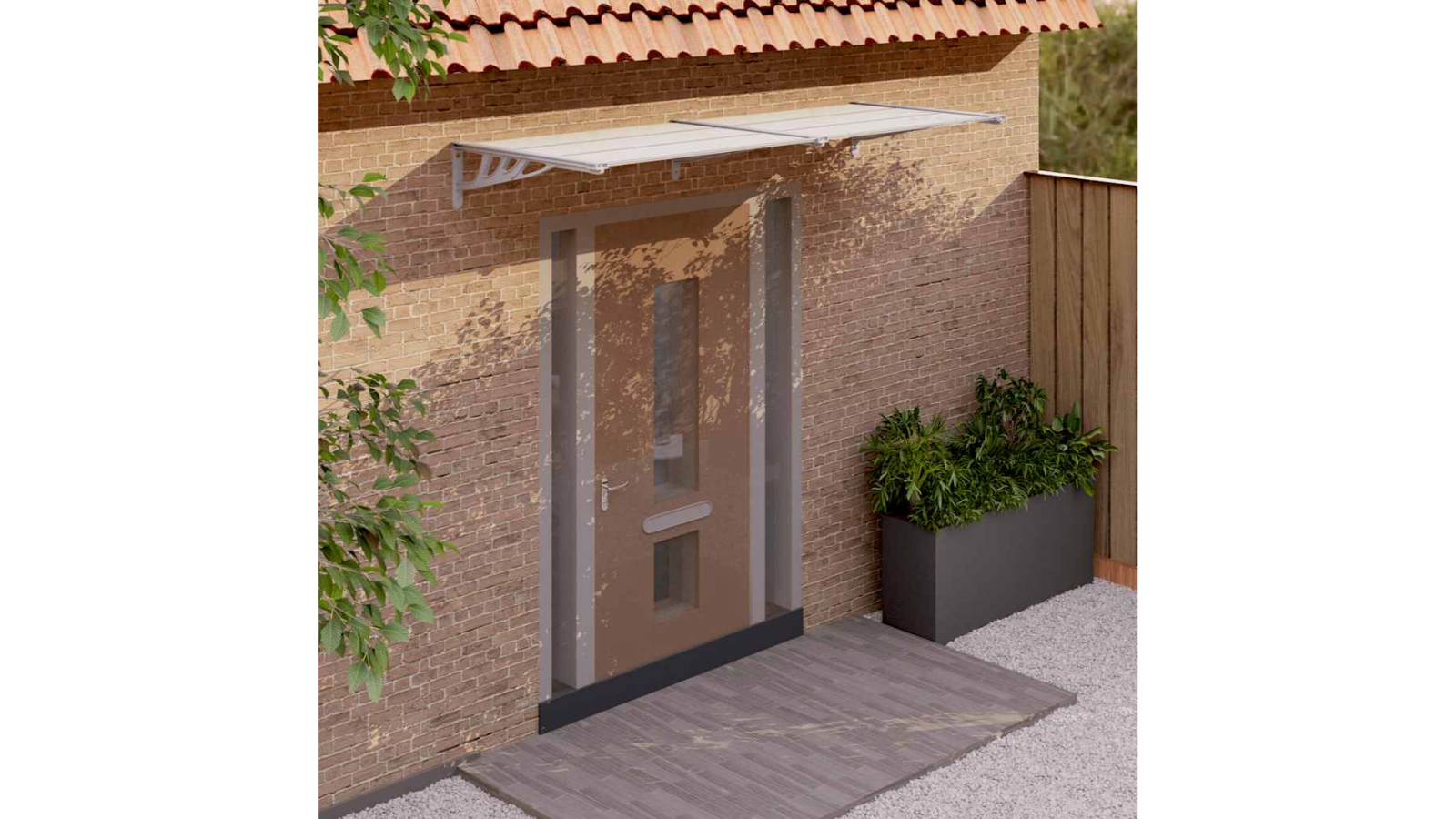 vidaXL Polycarbonate 239 x 90cm Door Canopy - Grey/Transparent