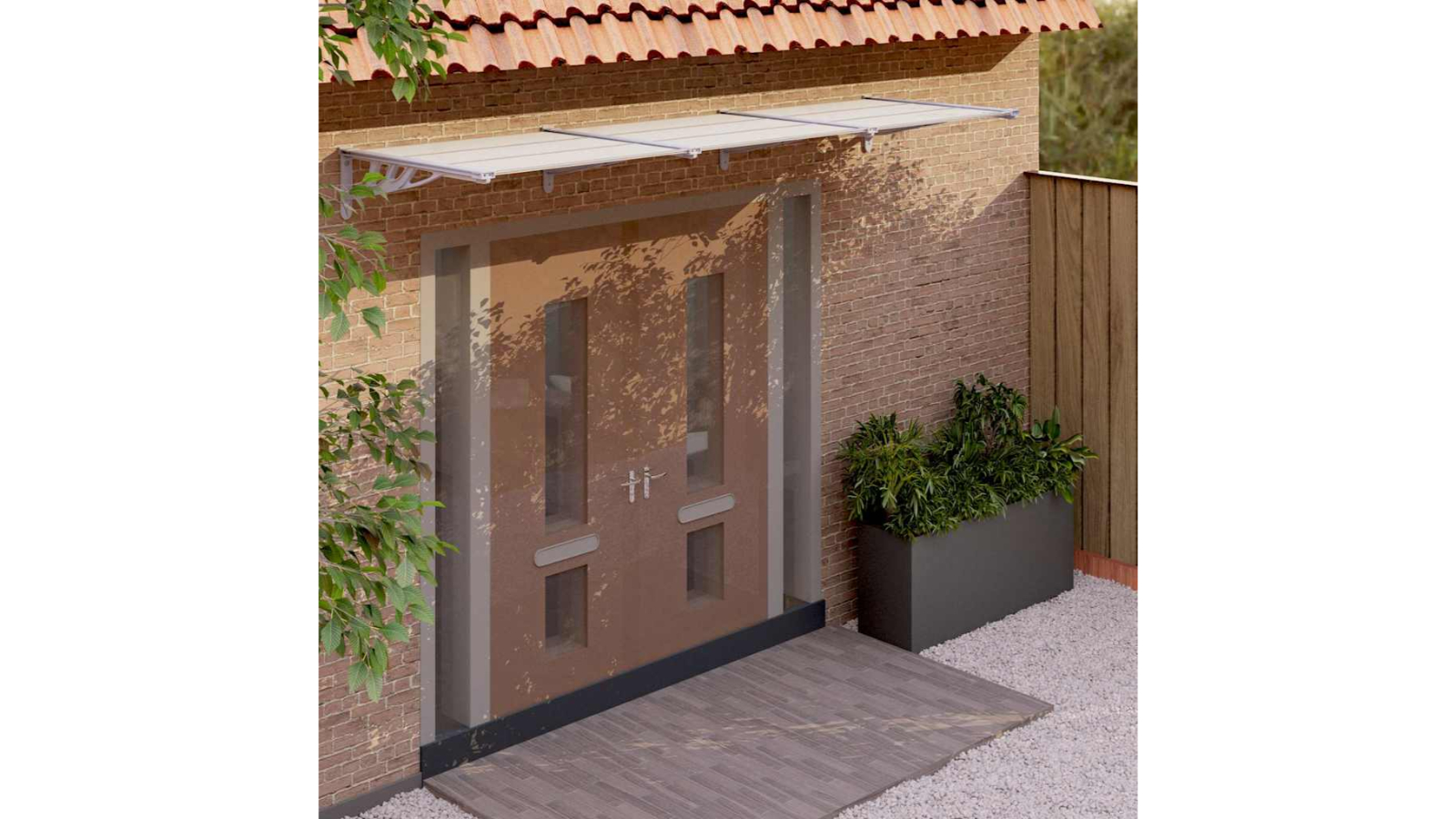 vidaXL Polycarbonate Grey/Transparent Door Canopy - 297.5 x 90cm 