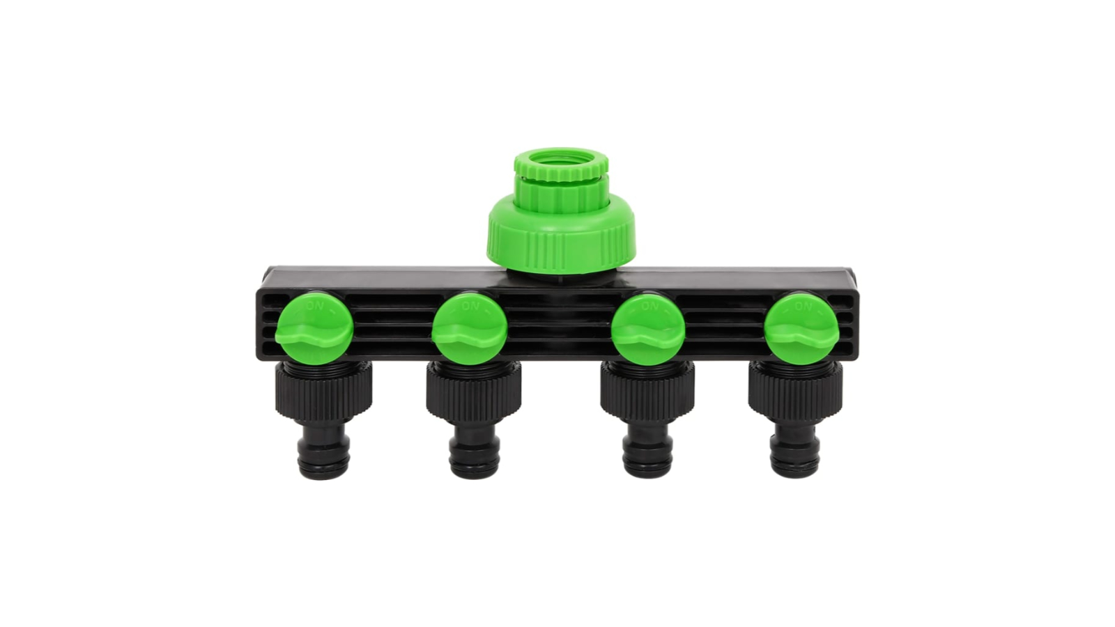 vidaXL ABS and PP 4-Way 19.5 x 6 x 11cm Tap Adaptor - Green/Black