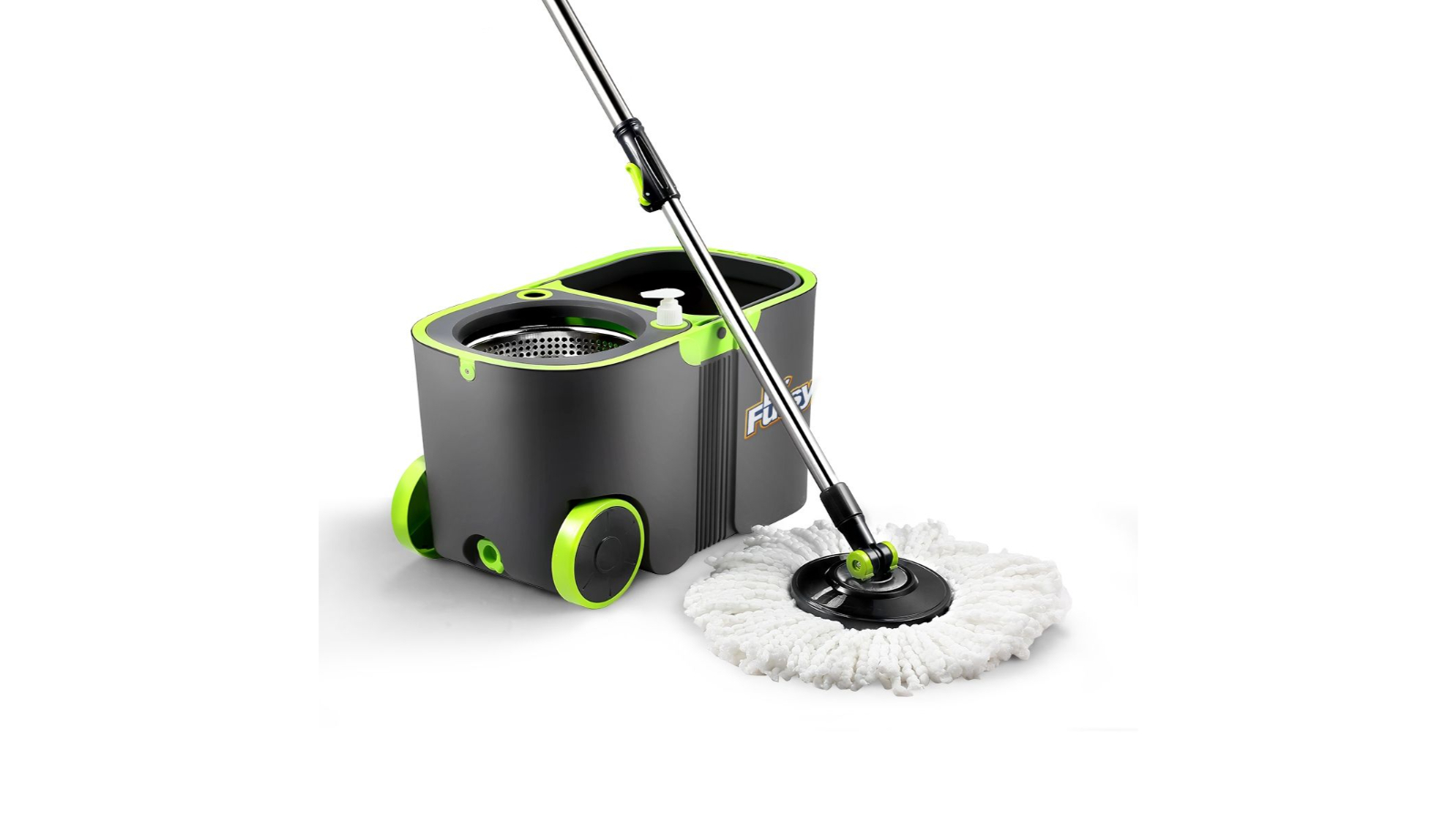 Dr Fussy 360 Degree Spin Bucket System Floor Mop with 4 Extra Microfiber Heads