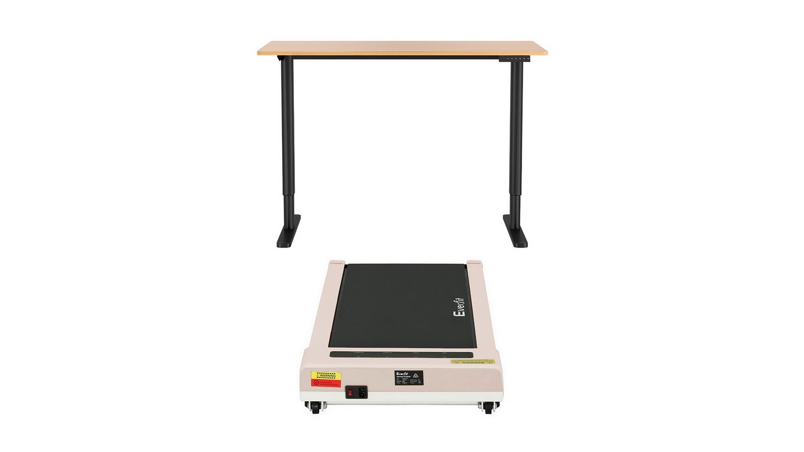 Artiss 120cm Brown/Black Standing Desk and Pink Walking Pad