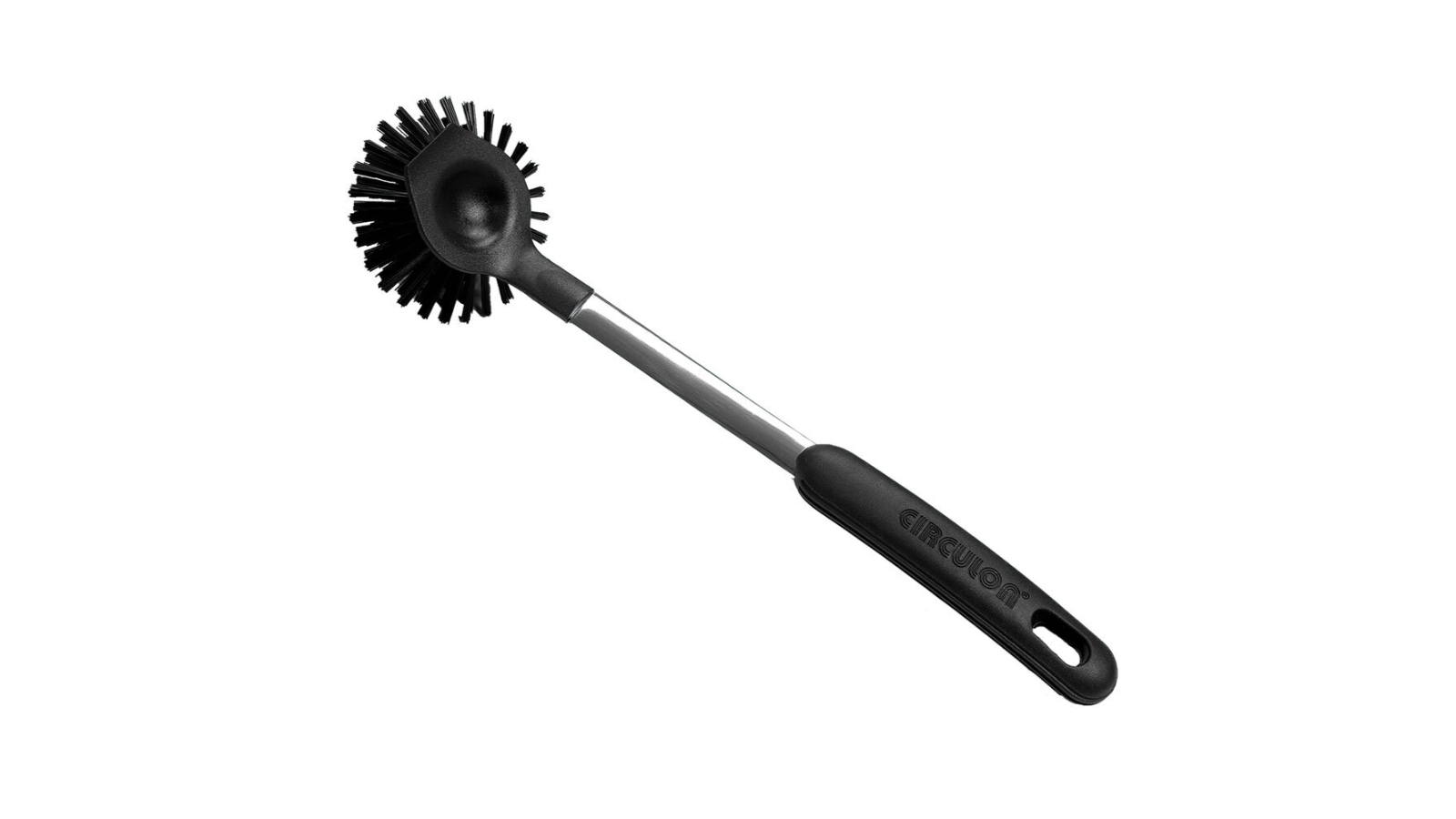 Circulon Cleaning Brush with Scraper and Stainless Steel Handle - Black