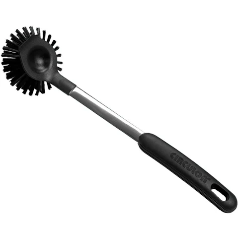 Circulon Cleaning Brush with Scraper and Stainless Steel Handle - Black