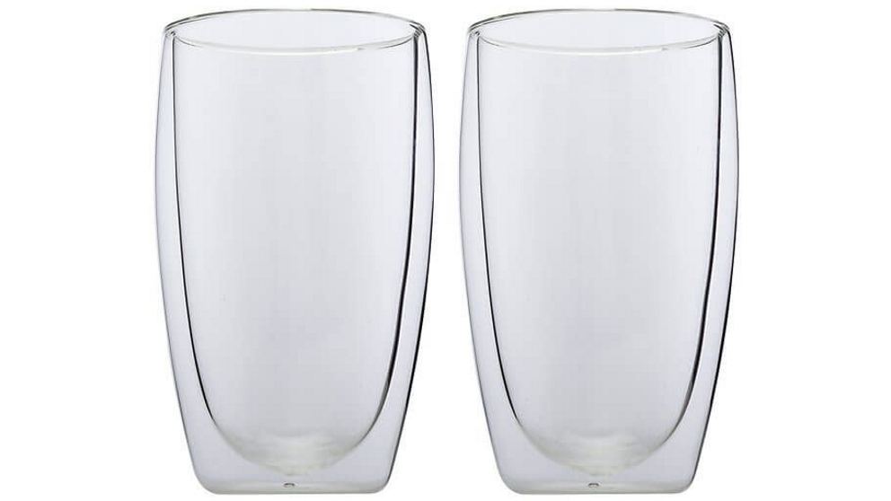 Maxwell and Williams Blend Set of 2 450ml Double Wall Glass Cup Set - Clear