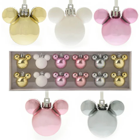 Disney Christmas Set of 12 Blush Mickey Bauble - Set B
