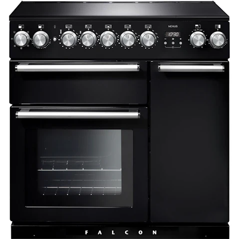 Falcon Nexus 900mm Chrome Fitting Freestanding Induction Cooker - Black