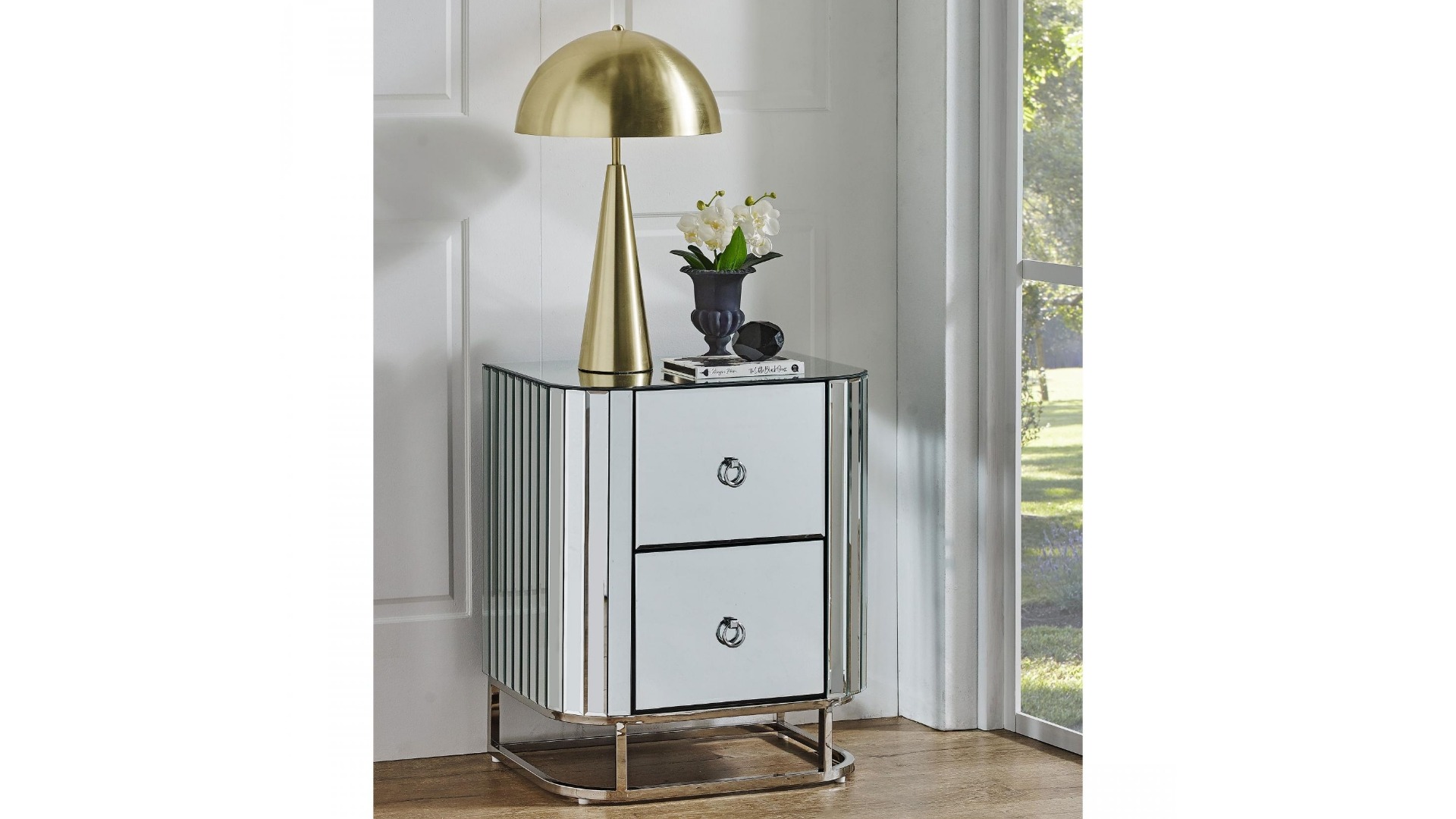 Garland 2-Drawer Silver Bedside Table