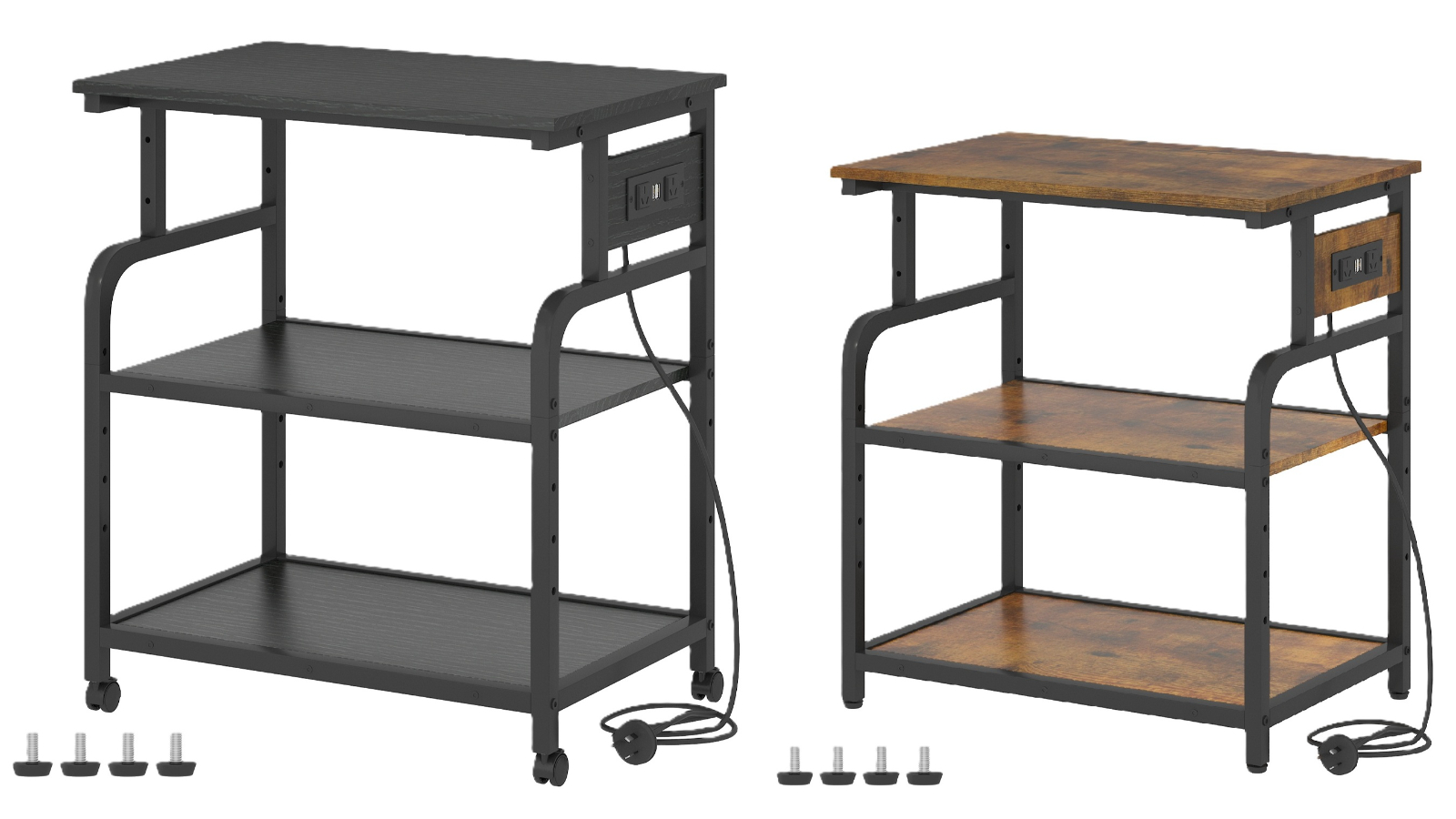 Advwin Height Adjustable Mobile Printer Stand with Charging Station