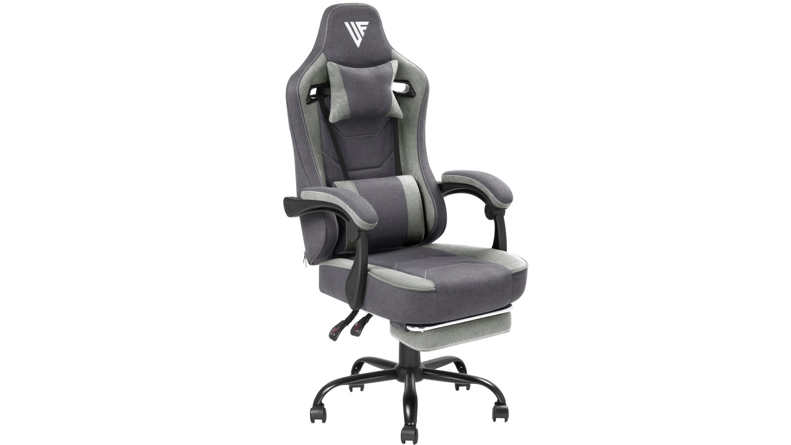 Advwin Gaming Chair with Footrest Linen Fabric Ergonomic and Recliner - Gray/Purple
