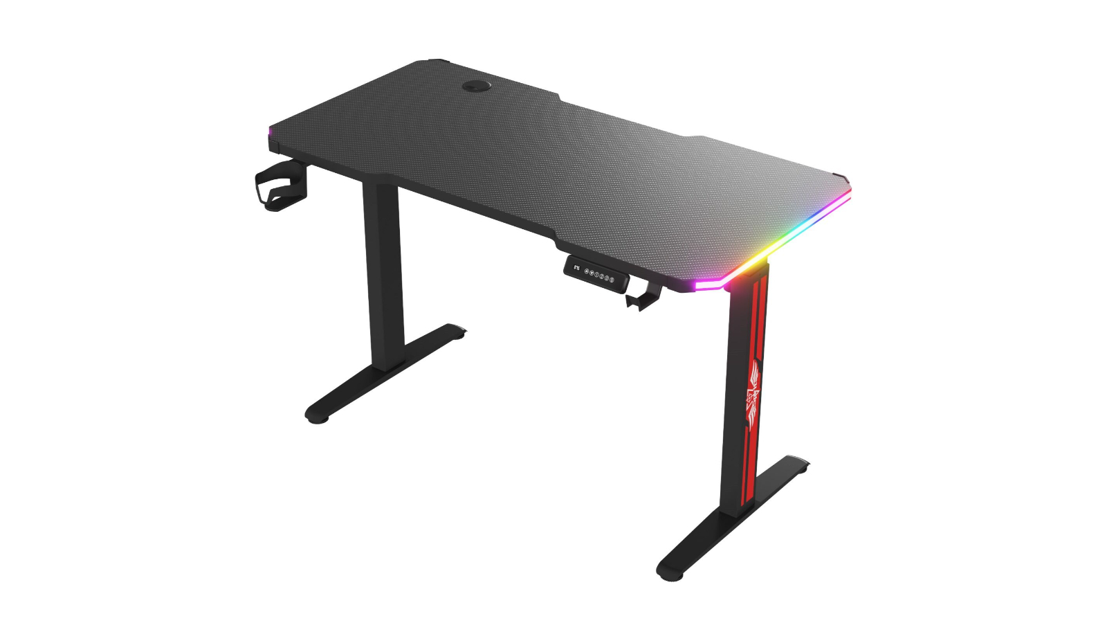Advwin 120cm RGB LED Ergonomic Sit Electric Standing Gaming Desk - Black