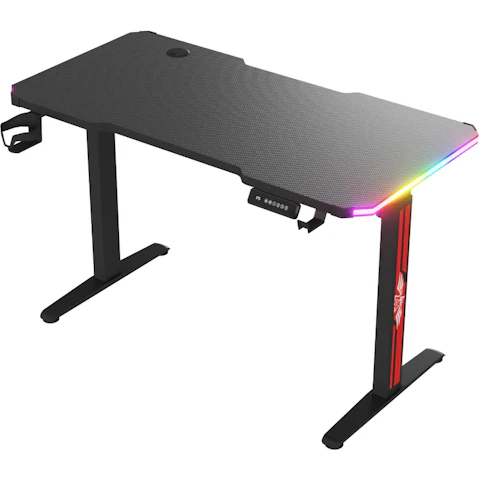 Advwin 140cm RGB LED Ergonomic Sit Electric Standing Gaming Desk - Black