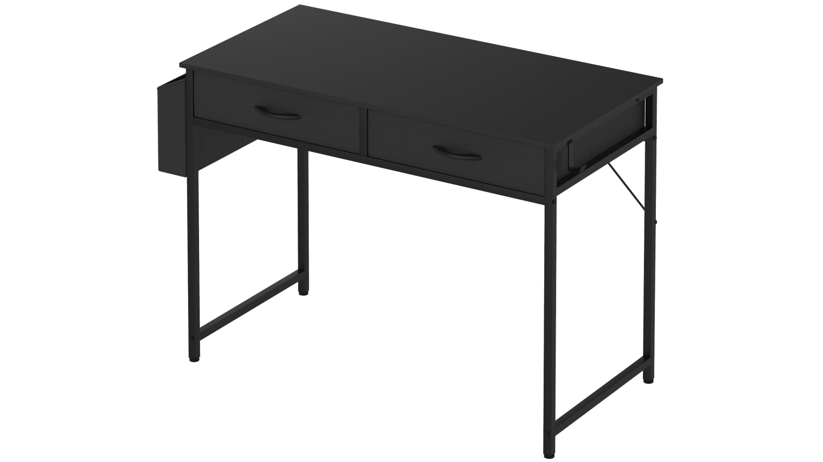 Advwin 100cm Black Computer Desk with 2 Drawers, Storage Bag and Hook
