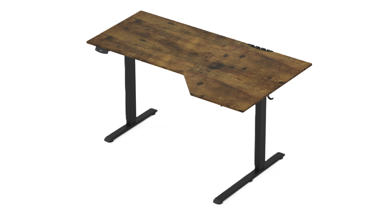 Advwin 140 x 80cm L-Shaped Electric Standing Desk - Rustic Brown