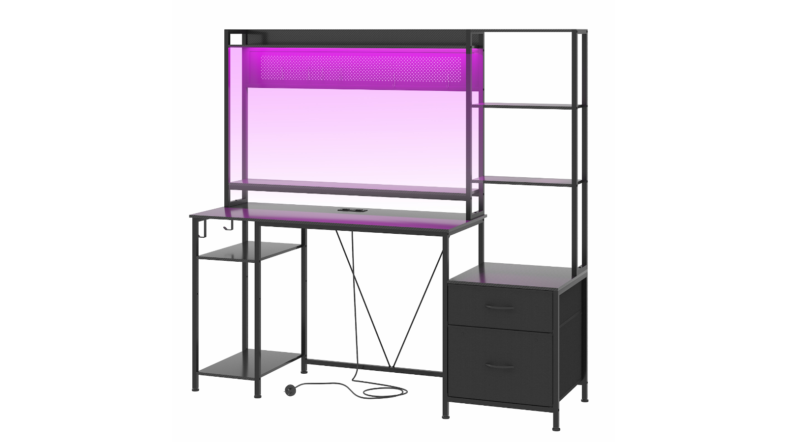 Advwin Gaming Desk with LED Light - Black