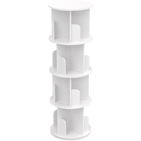 Advwin 4-Tier Rotating Bookshelf - White