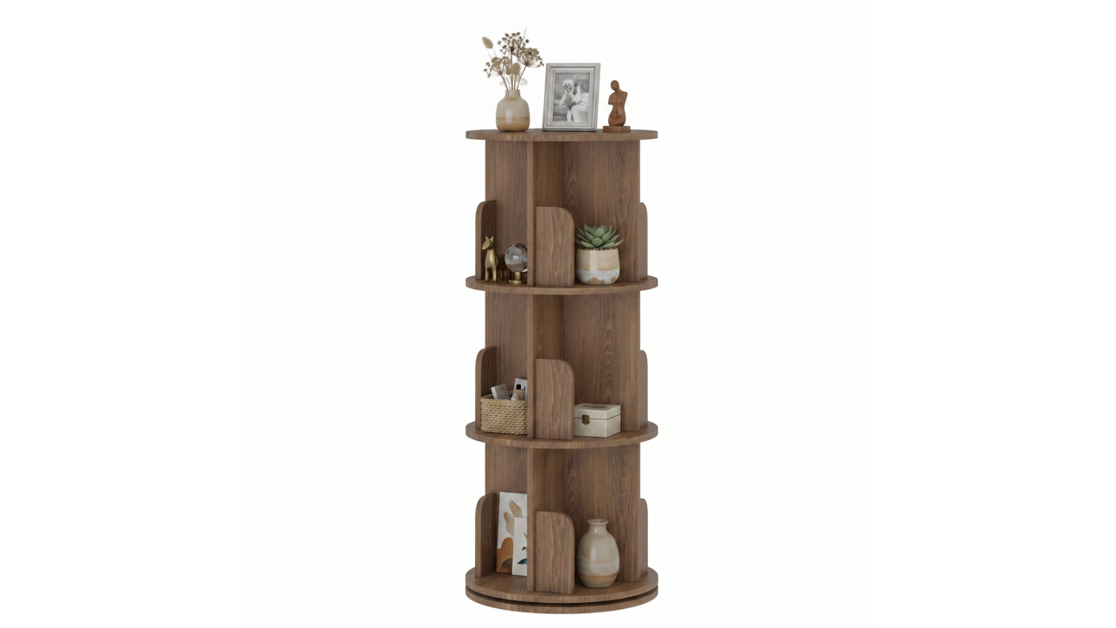 Advwin 3-Tier Rotating Bookshelf - Brown