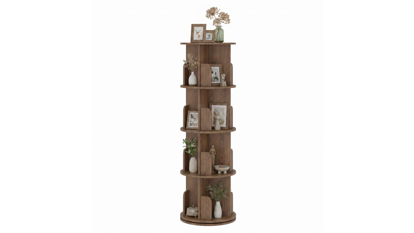 Advwin 4-Tier Rotating Bookshelf - Brown