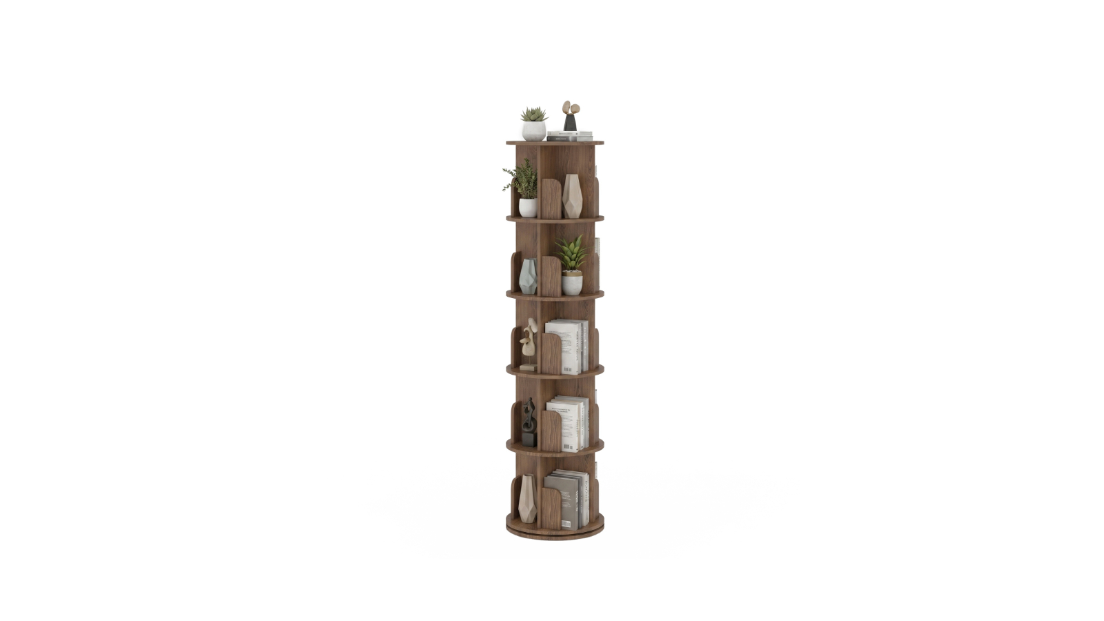 Advwin 5-Tier Rotating Bookshelf - Brown