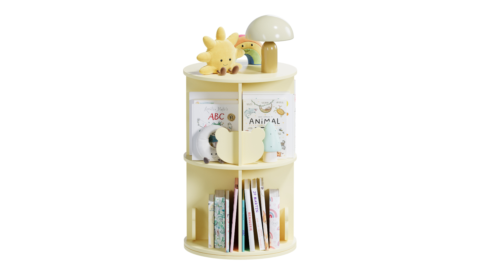 Advwin 2-Tier Kids Small Rotating Bookshelf - White